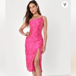 Lulu's Pink Lace Midi Dress